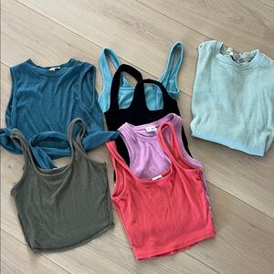 Bundle of crop tops and and waffle shirt